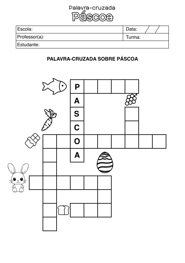 Atividade de alfabetização de Páscoa