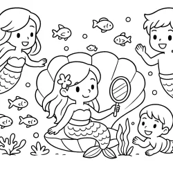 Sereia para imprimir e colorir
