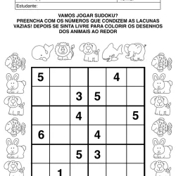 Atividade de matemática de Sudoku para imprimir e colorir