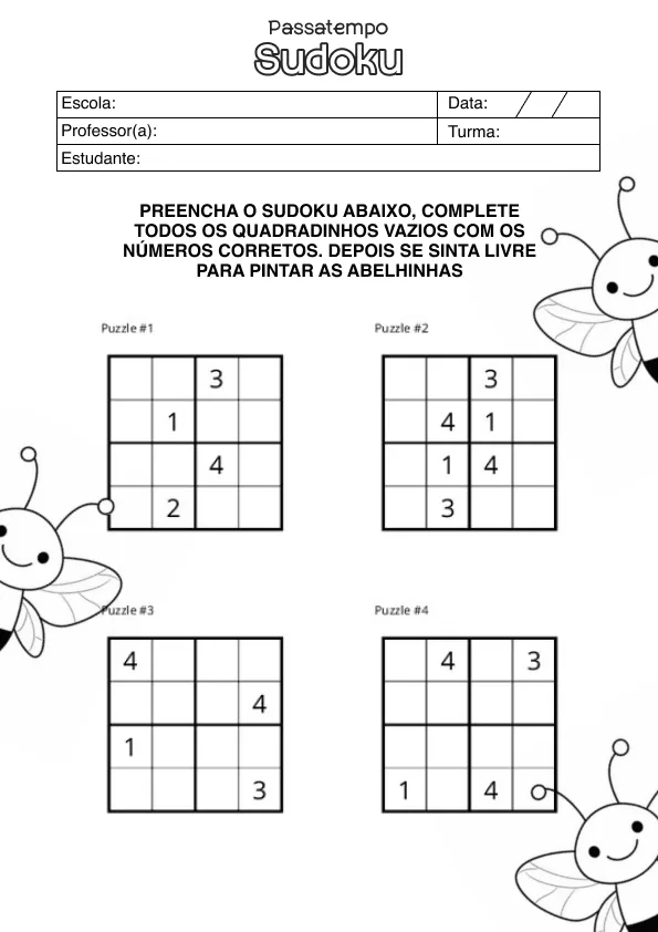Atividade de matemática de Sudoku
