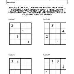 Atividade de matemática de Sudoku para imprimir e colorir