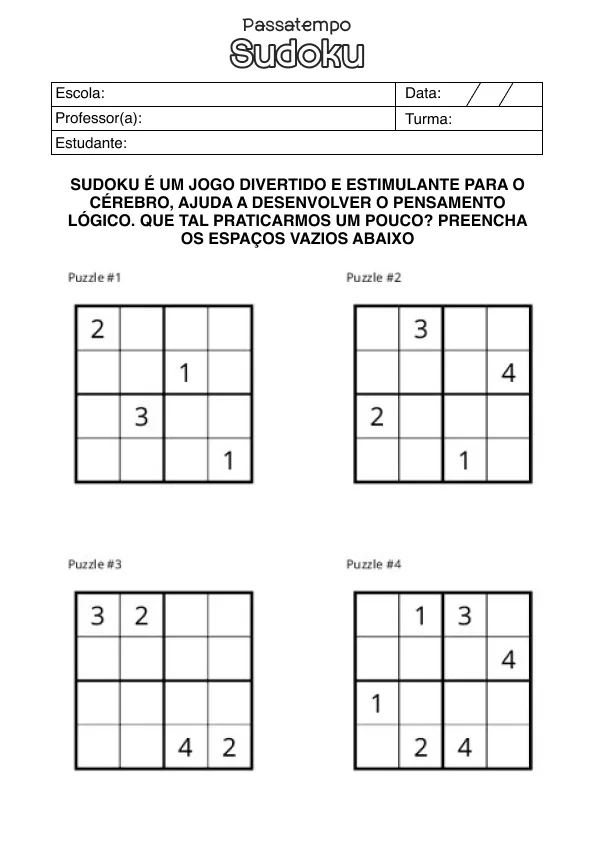 Atividade de matemática de Sudoku