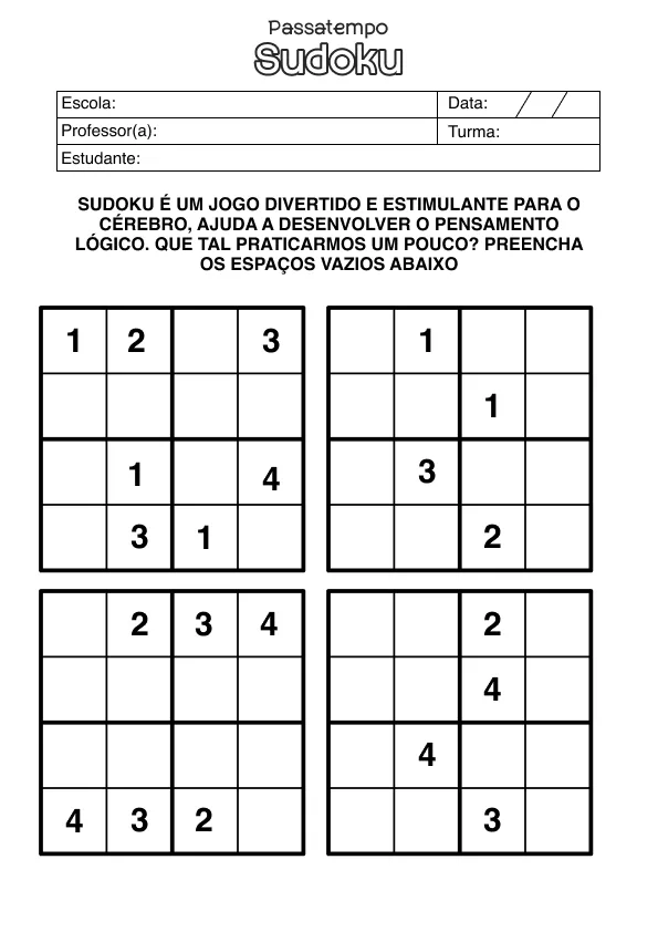 Atividade de matemática de Sudoku