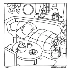 Cozy Friends para imprimir e colorir