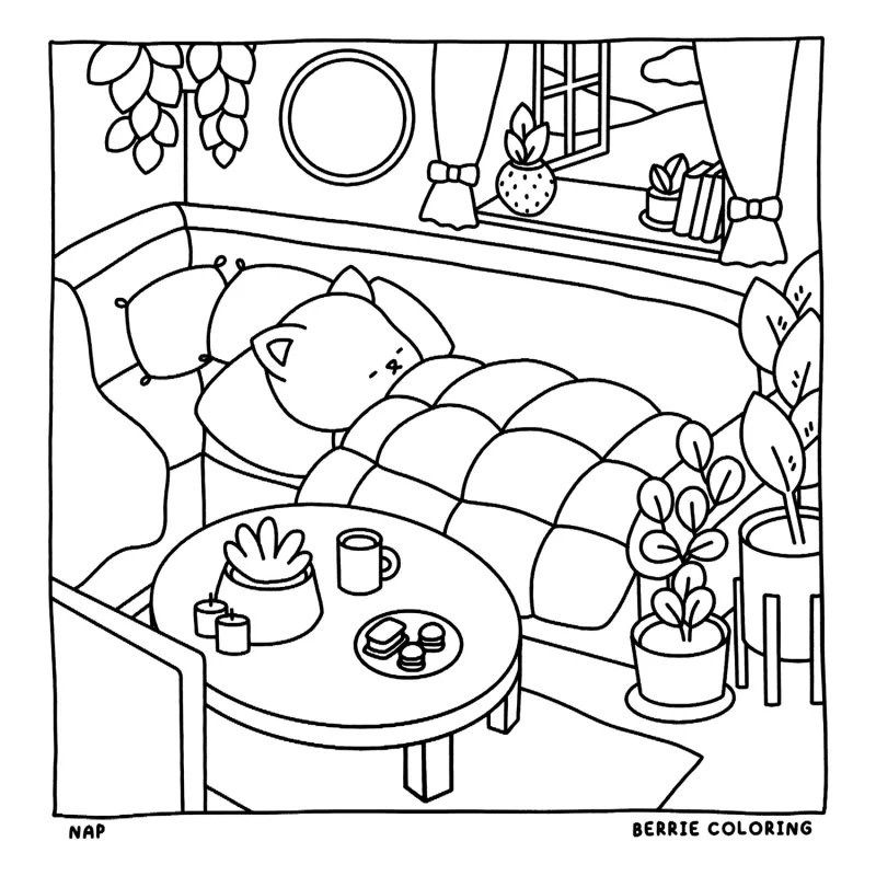 Cozy Friends para imprimir e colorir