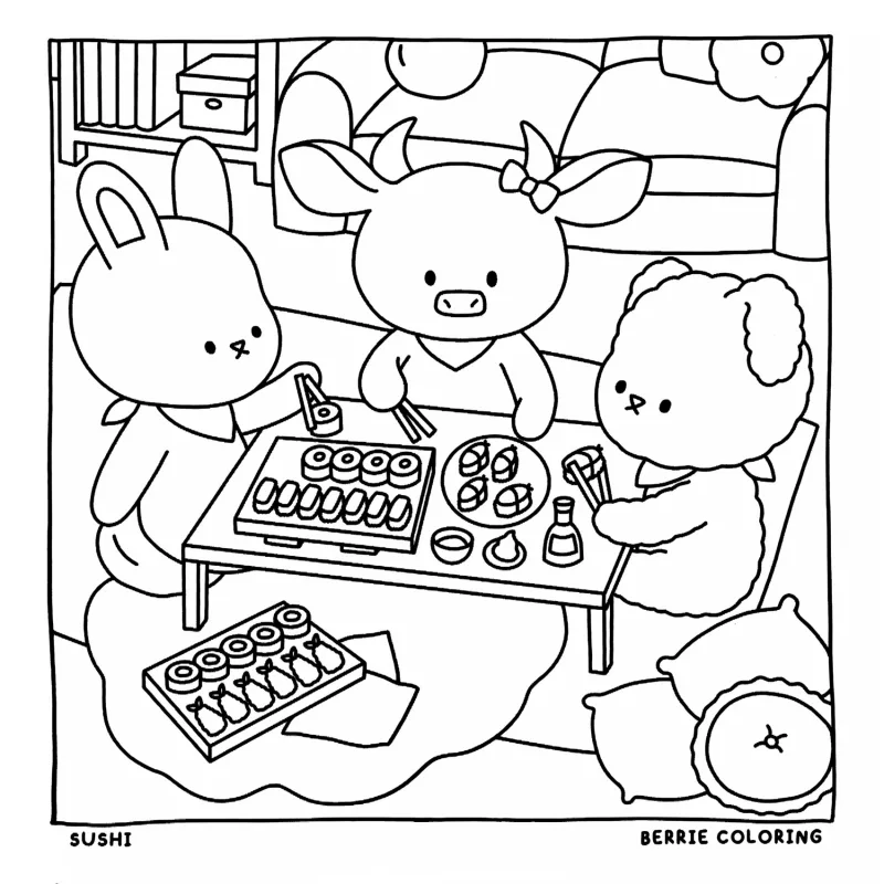 Cozy Friends para imprimir e colorir
