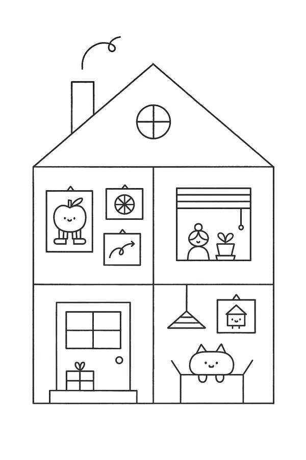 Casa para imprimir e colorir