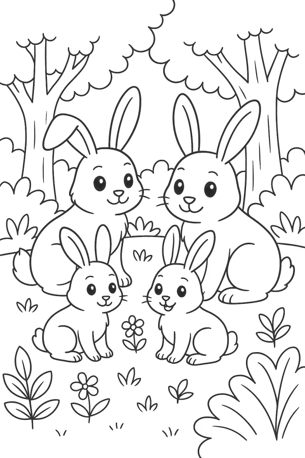 Coelhos para imprimir e colorir