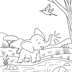 Elefante para imprimir e colorir