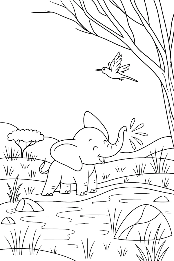 Elefante para imprimir e colorir