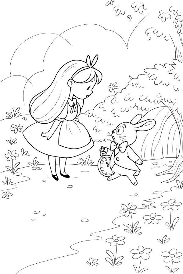 Alice no País das Maravilhas para imprimir e colorir