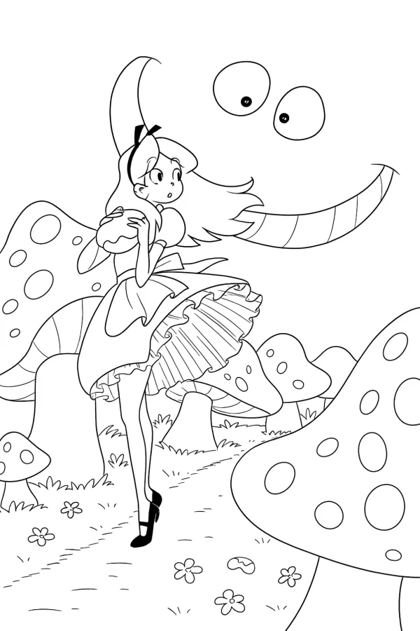 Alice no País das Maravilhas para imprimir e colorir