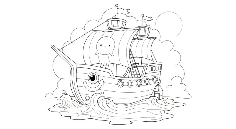 Barco para imprimir e colorir