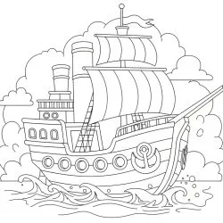 Barco para imprimir e colorir