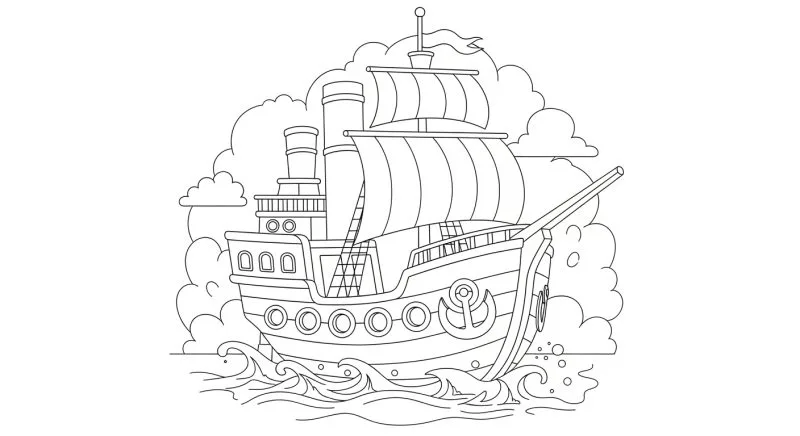 Barco para imprimir e colorir