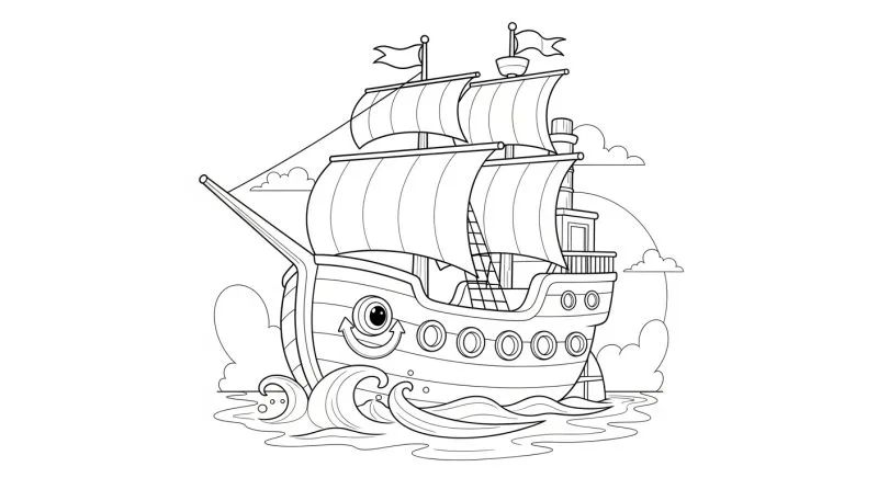 Barco para imprimir e colorir