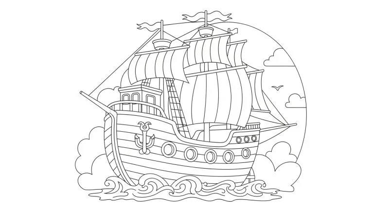 Barco para imprimir e colorir