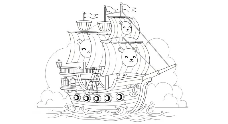 Barco para imprimir e colorir