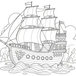 Barco para imprimir e colorir