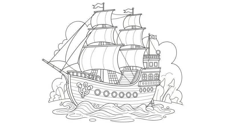 Barco para imprimir e colorir