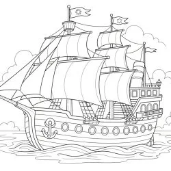 Barco para imprimir e colorir