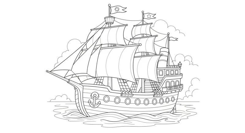 Barco para imprimir e colorir