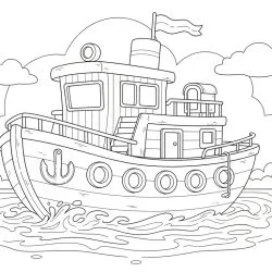Barco para imprimir e colorir