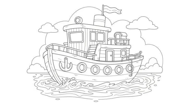 Barco para imprimir e colorir
