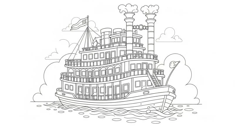 Barco para imprimir e colorir