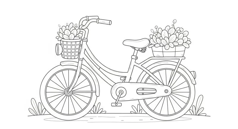 Bicicleta para imprimir e colorir