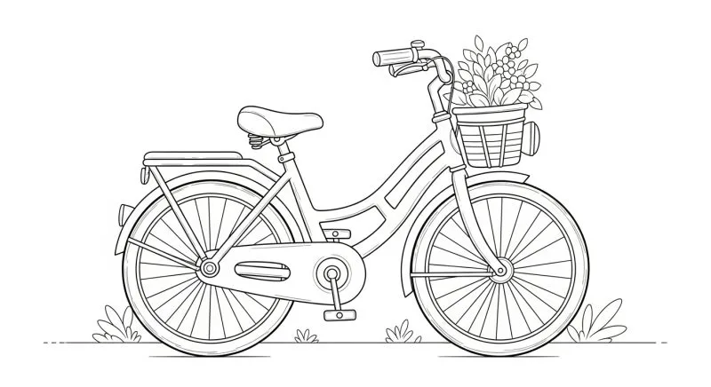 Bicicleta para imprimir e colorir