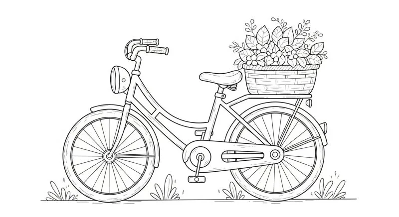 Bicicleta para imprimir e colorir