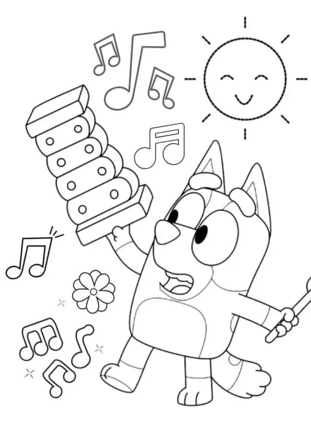 Bluey para imprimir e colorir