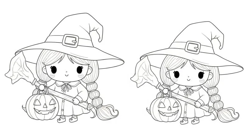 Bruxa para imprimir e colorir (Halloween)