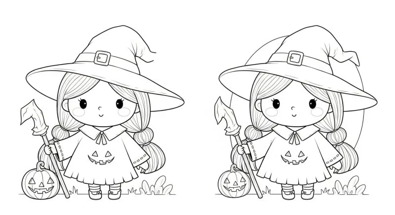 Bruxa para imprimir e colorir (Halloween)