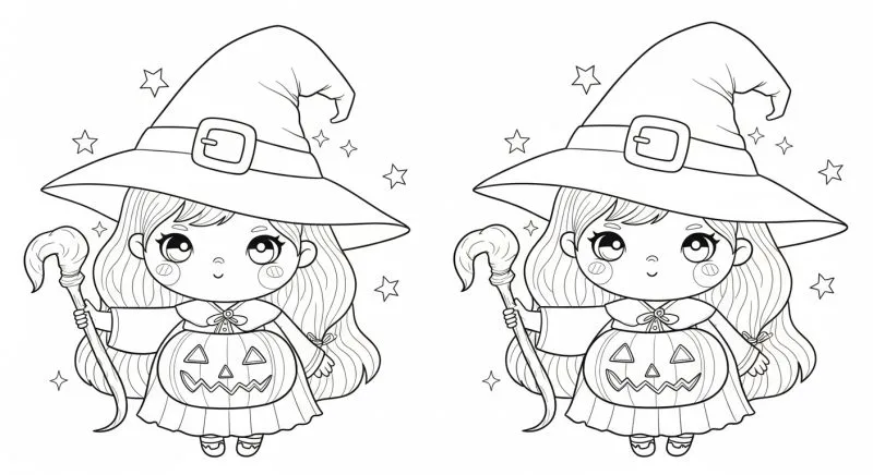 Bruxa para imprimir e colorir (Halloween)