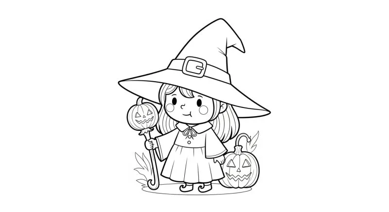Bruxa para imprimir e colorir (Halloween)