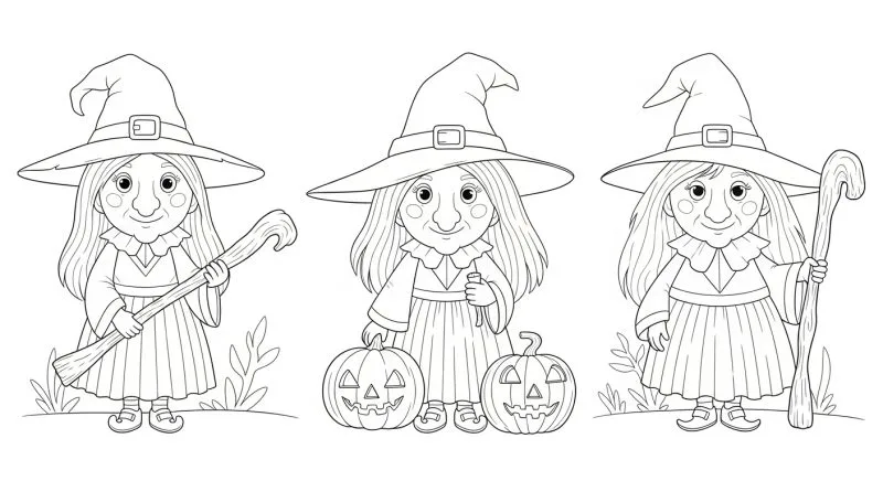 Bruxa para imprimir e colorir (Halloween)