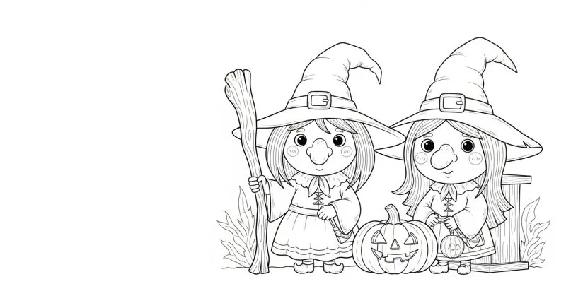 Bruxa para imprimir e colorir (Halloween)