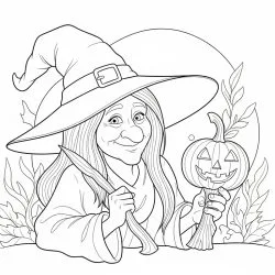 Bruxa para imprimir e colorir (Halloween)