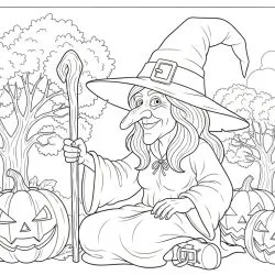 Bruxa para imprimir e colorir (Halloween)