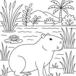 Capivara para imprimir e colorir