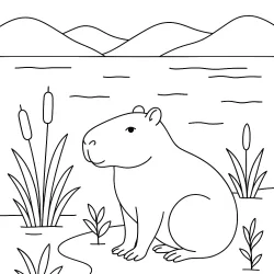 Capivara para imprimir e colorir