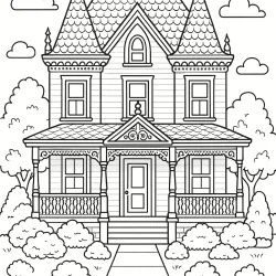 Casa para imprimir e colorir