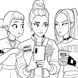 Guerreiras do K-Pop para imprimir e colorir