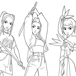 Guerreiras do K-Pop para imprimir e colorir