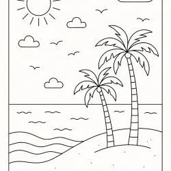 Praia para imprimir e colorir