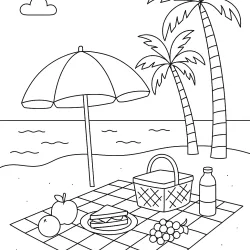 Praia para imprimir e colorir