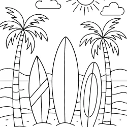 Praia para imprimir e colorir
