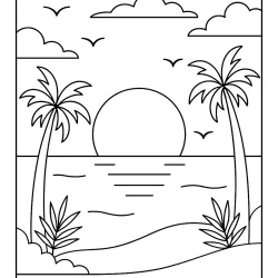 Praia para imprimir e colorir